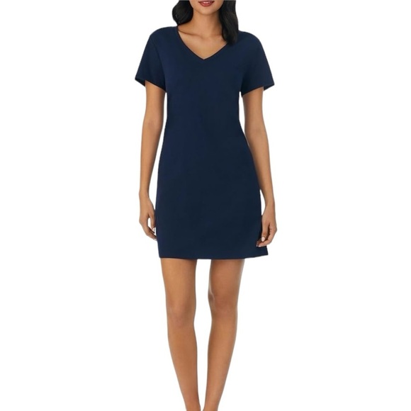 NEW Pure Jill Indigo Blue T-Shirt Dress Size XL Short Sleeve V Neck Dress - Picture 8 of 10